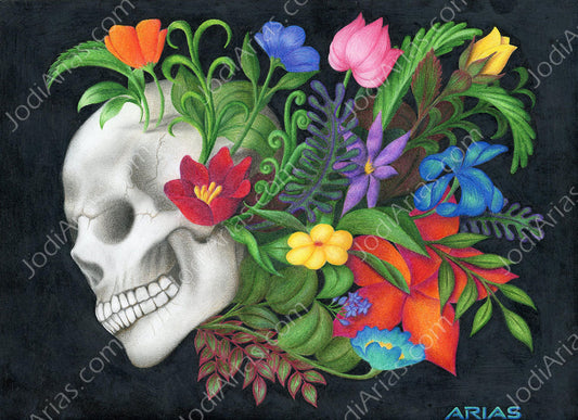 Skull and Flowers